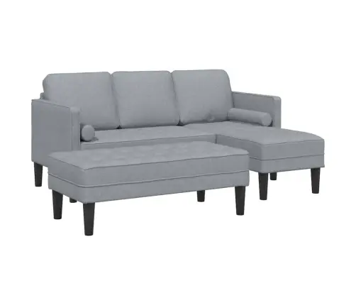 2 Daļu Dīvānu Komplekts Ar Spilveniem Gaiši Pelēkā Audumā Vidaxl