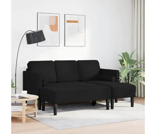 2 Daļu Dīvānu Komplekts Ar Spilveniem, Melns Audums Vidaxl