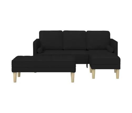 2 Daļu Dīvānu Komplekts Ar Spilveniem, Melns Audums Vidaxl