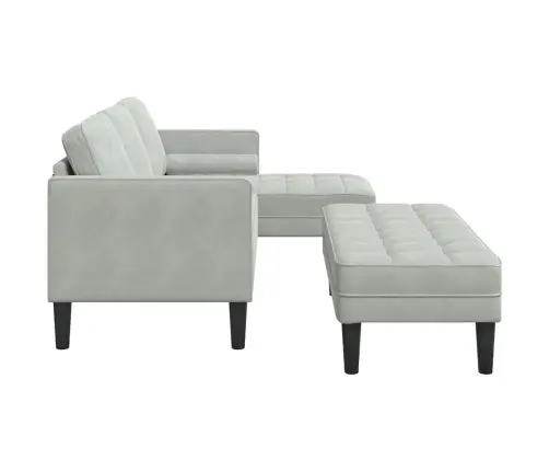 Dārza Dīvāns Ar Soliņu Un Spilveniem L-Veida Gaiši Pelēks Audums Vidaxl