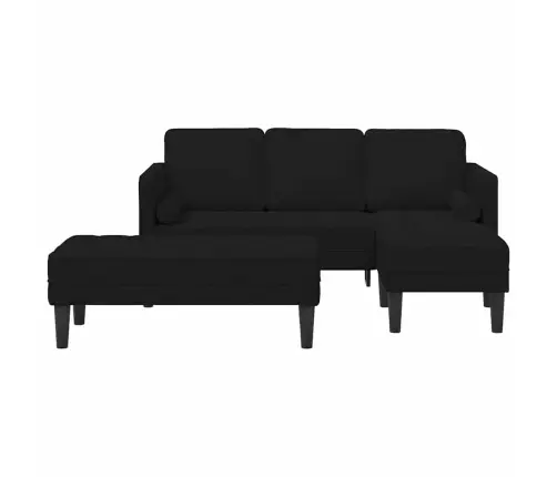 Dārza Dīvāns Ar Solu Un Spilveniem L-Veida Melns Samts Vidaxl