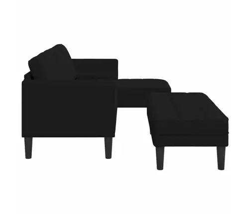 Dārza Dīvāns Ar Solu Un Spilveniem L-Veida Melns Samts Vidaxl
