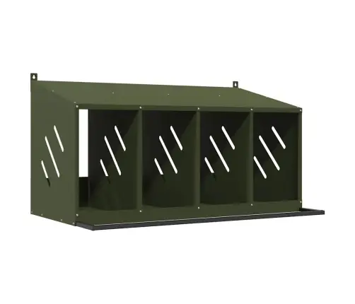 Vistu Ligzdošanas Kaste Ar 4 Nodalījumiem Olīvzaļa Metāla Vidaxl