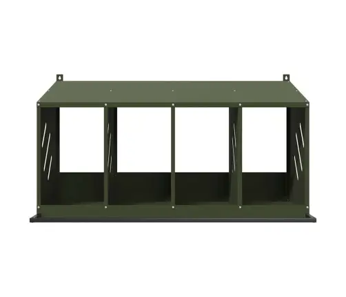 Vistu Ligzdošanas Kaste Ar 4 Nodalījumiem Olīvzaļa Metāla Vidaxl