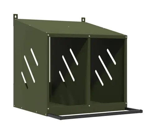 Vistu Ligzdošanas Kaste Ar 2 Nodalījumiem Olīvzaļa Metāla Vidaxl