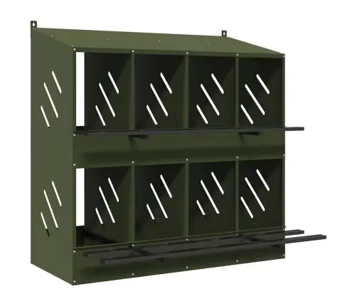 Vistu Ligzdošanas Kaste Ar 8 Nodalījumiem Olīvzaļa Metāla Vidaxl