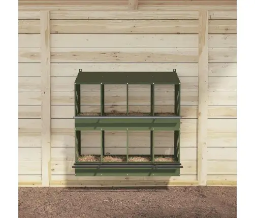 Vistu Ligzdošanas Kaste Ar 8 Nodalījumiem Olīvzaļa Metāla Vidaxl