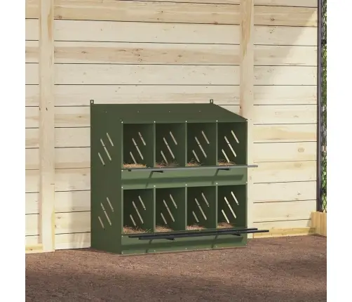 Vistu Ligzdošanas Kaste Ar 8 Nodalījumiem Olīvzaļa Metāla Vidaxl