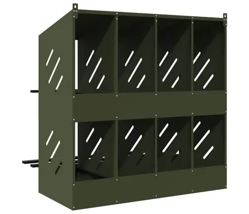 Vistu Ligzdošanas Kaste Ar 8 Nodalījumiem Olīvzaļa Metāla Vidaxl