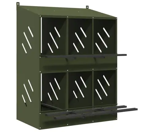 Vištienos Lizdų Dėžutė Su 6 Skyriais Alyvuogių Žalios Spalvos