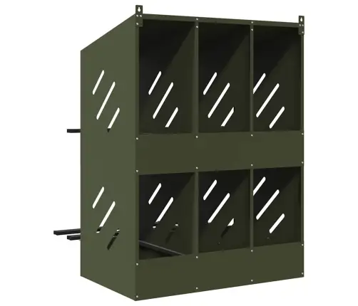 Vištienos Lizdų Dėžutė Su 6 Skyriais Alyvuogių Žalios Spalvos