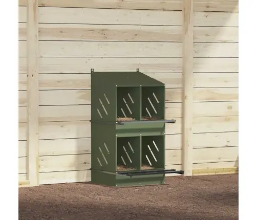 Vistu Ligzdošanas Kaste Ar 4 Nodalījumiem Olīvzaļa Metāla Vidaxl