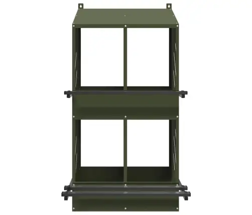 Vistu Ligzdošanas Kaste Ar 4 Nodalījumiem Olīvzaļa Metāla Vidaxl