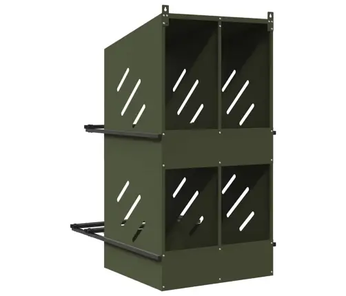 Vistu Ligzdošanas Kaste Ar 4 Nodalījumiem Olīvzaļa Metāla Vidaxl