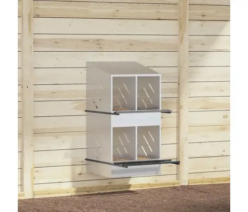 Vistu Ligzdošanas Kaste Ar 4Nodalījumiem Cinkota Sudraba Metāla Vidaxl