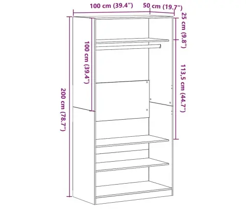 Spinta Juoda Ąžuolo 100 X 50 X 200 Cm Apdirbta Mediena