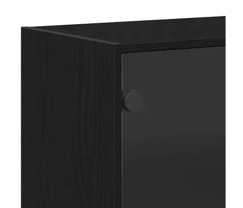 Augsts Skapis Ar Durvīm Melna Ozola 68X37X142 Cm Inženierijas Koks Vidaxl