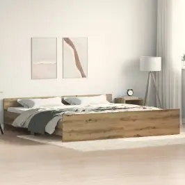 Gultas Rāmis Artisānā Ozols 203 X 203 X 50 Cm Inženierijas Koks Vidaxl