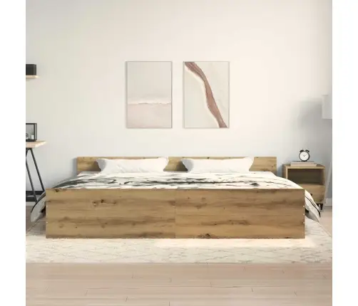 Gultas Rāmis Artisan Oak 200X200 Cm Inženierijas Koks Vidaxl
