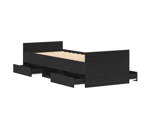 Gultas Rāmis Bez Matrača Melns Ozols 75X190 Cm Inženierijas Koks Vidaxl