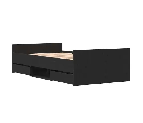 Voodi Raam Peaga Sahtliga Must Tamm 203 X 103 X 50 Cm Tehispuit