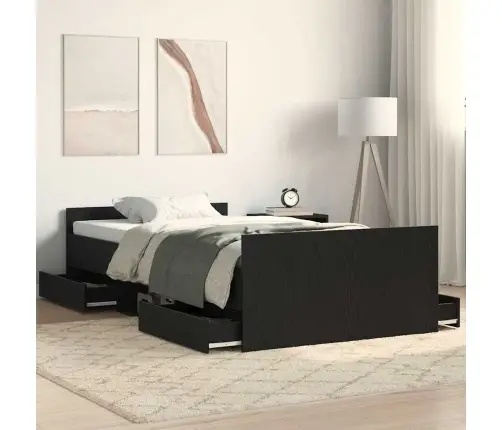 Lovos Rėmas Juodas Ąžuolas 193 X 93 X 50 Cm Apdirbta Mediena