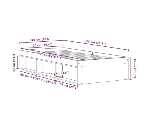 Gultas Rāmis Bez Matrača, 100X200 Cm, Inženierijas Koks Vidaxl