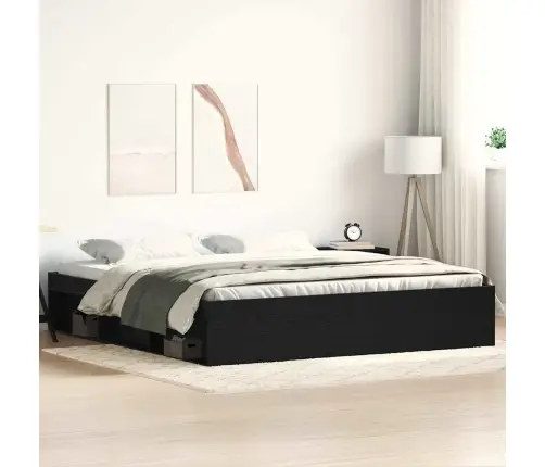 Voodiraam Ilma Madratsita Must Tamm 150X200 Cm Tehispuit