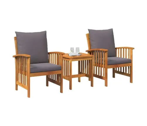 3 Gabalu Dārza Atpūtas Komplekts Ar Spilveniem - Cieta Akācijas Koks Vidaxl