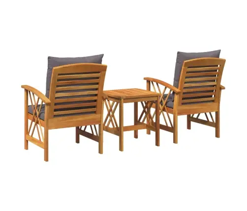 3 Daļu Dārza Atpūtas Komplekts Ar Spilveniem Cietā Akācijas Koks Vidaxl