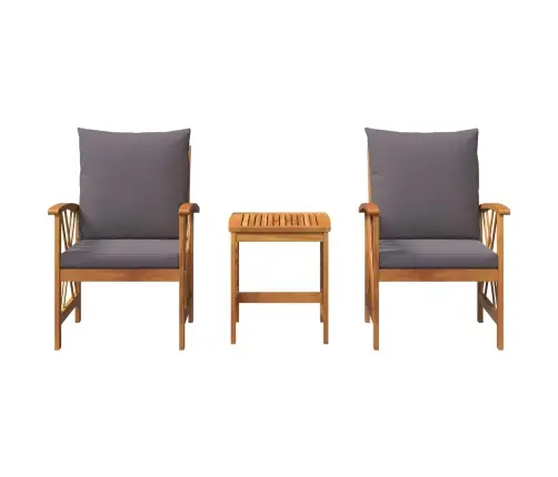 3 Daļu Dārza Atpūtas Komplekts Ar Spilveniem Cietā Akācijas Koks Vidaxl