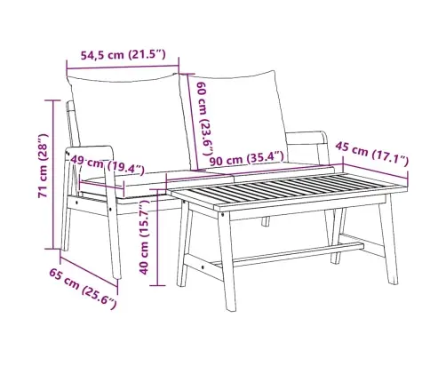 Bistro Komplekts 2 Pcs Eļļa Dabīgā Cietā Akācijas Koks Vidaxl