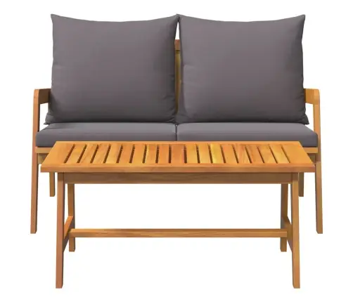 2 Daļu Bistro Komplekts Ar Spilveniem - Izgatavots No Cietā Akācijas Koka Vidaxl