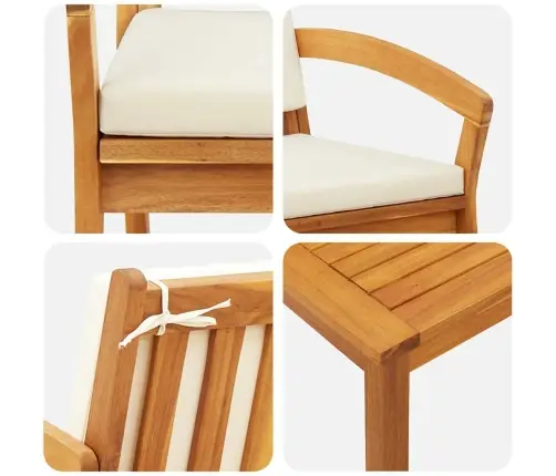 2 Daļu Bistro Komplekts Ar Spilveniem No Cietās Akācijas Koka Vidaxl