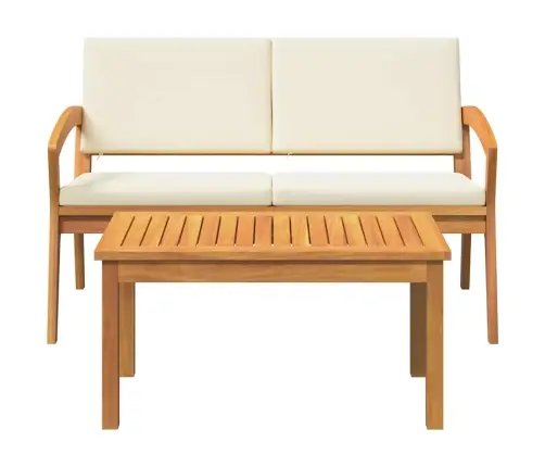 2 Daļu Bistro Komplekts Ar Spilveniem No Cietās Akācijas Koka Vidaxl