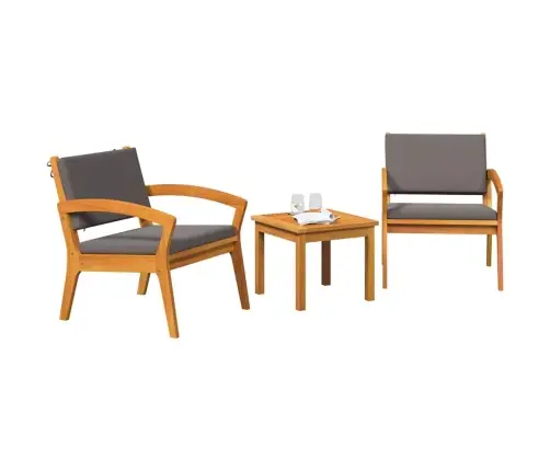 3-Daļu Bistro Komplekts Ar Spilveniem, Izgatavots No Masīvkoka Akācijas Vidaxl