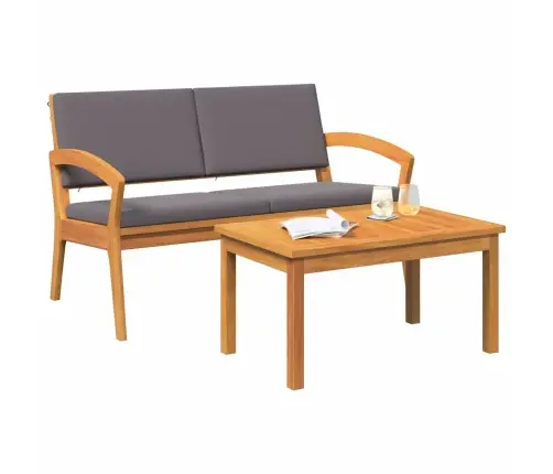 2 Daļu Bistro Komplekts Ar Spilveniem No Masīvkoka Akācijas Vidaxl