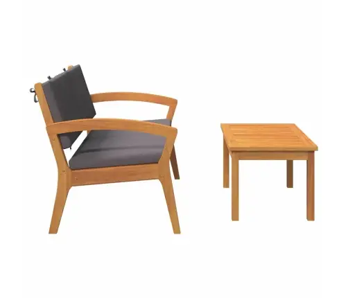 2 Daļu Bistro Komplekts Ar Spilveniem No Masīvkoka Akācijas Vidaxl