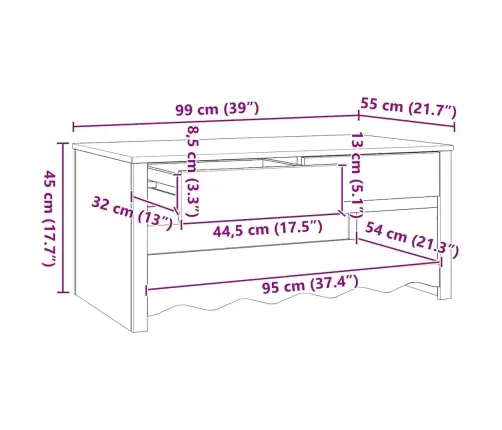 Kohvilaud Sahtliga Drammen Valge 99 X 55 X 45 Cm Männipuit