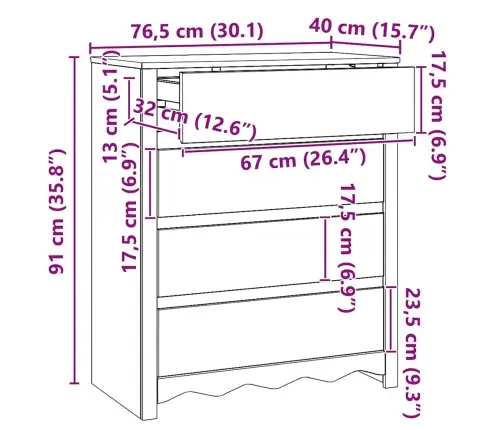Ištraukalas Spinta Su Stalčių Drammen Balta 76,5 X 40 X 91 Cm