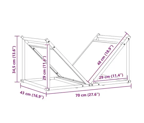 Küttepuude Rest, Must, 70X43X34,5 cm Külmvaltsitud Teras