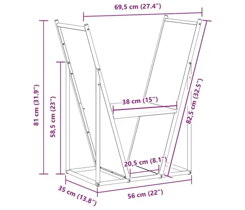 Küttepuude Rest, Valge, 69,5X35X81 cm Külmvaltsitud Teras