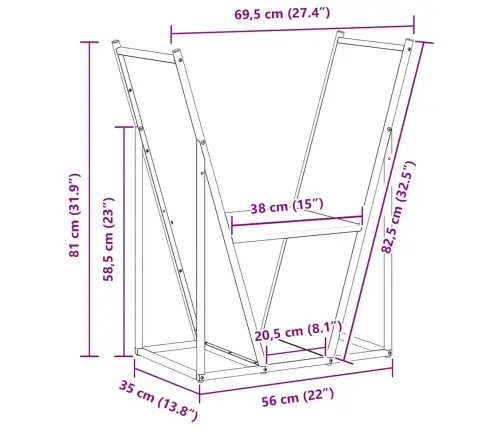 Küttepuude Rest, 69,5X35X81 cm Külmvaltsitud Teras