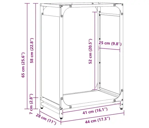 Küttepuude Rest, Valge, 44X28X65 cm Külmvaltsitud Teras