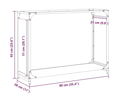 Küttepuude Rest, Must, 90X28X65 cm Külmvaltsitud Teras