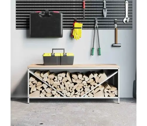 Malkas Plaukts Ar Koka Virsmu, Balts, 100,5X35,5X40 Cm Vidaxl