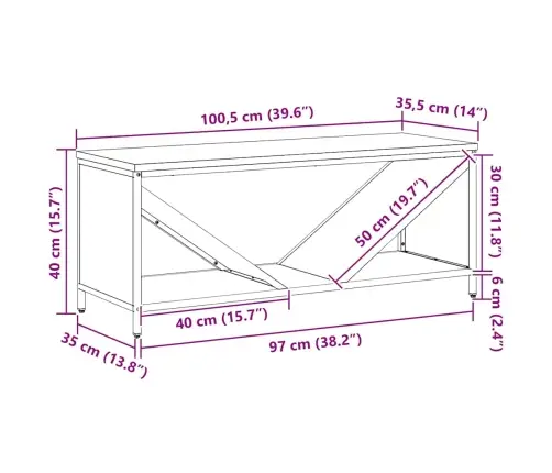 Malkas Plaukts Ar Koka Virsmu, Balts, 100,5X35,5X40 Cm Vidaxl