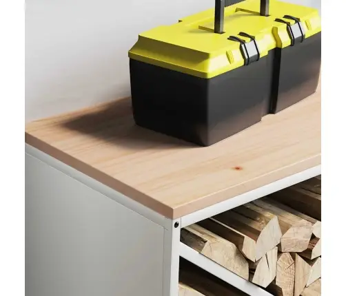 Malkas Plaukts Ar Koka Virsmu, Balts, 100,5X35,5X40 Cm Vidaxl