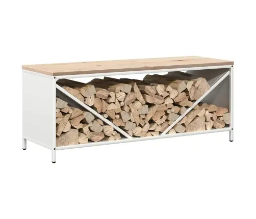 Malkas Plaukts Ar Koka Virsmu, Balts, 100,5X35,5X40 Cm Vidaxl