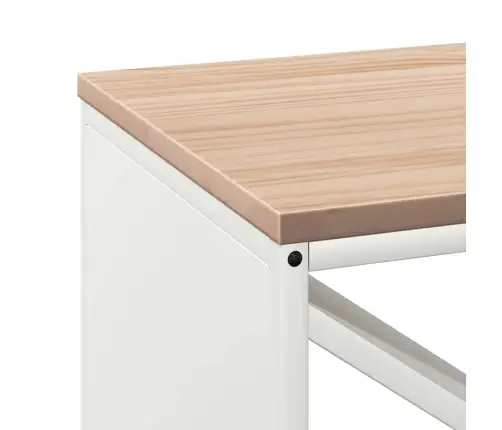 Malkas Plaukts Ar Koka Virsmu, Balts, 100,5X35,5X40 Cm Vidaxl